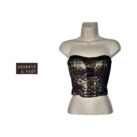 Metallic Gold Tube Top with Zip Back - Picture 1 of 6